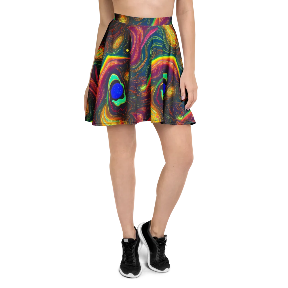 Ultraviolet River on Skater Skirt — Front