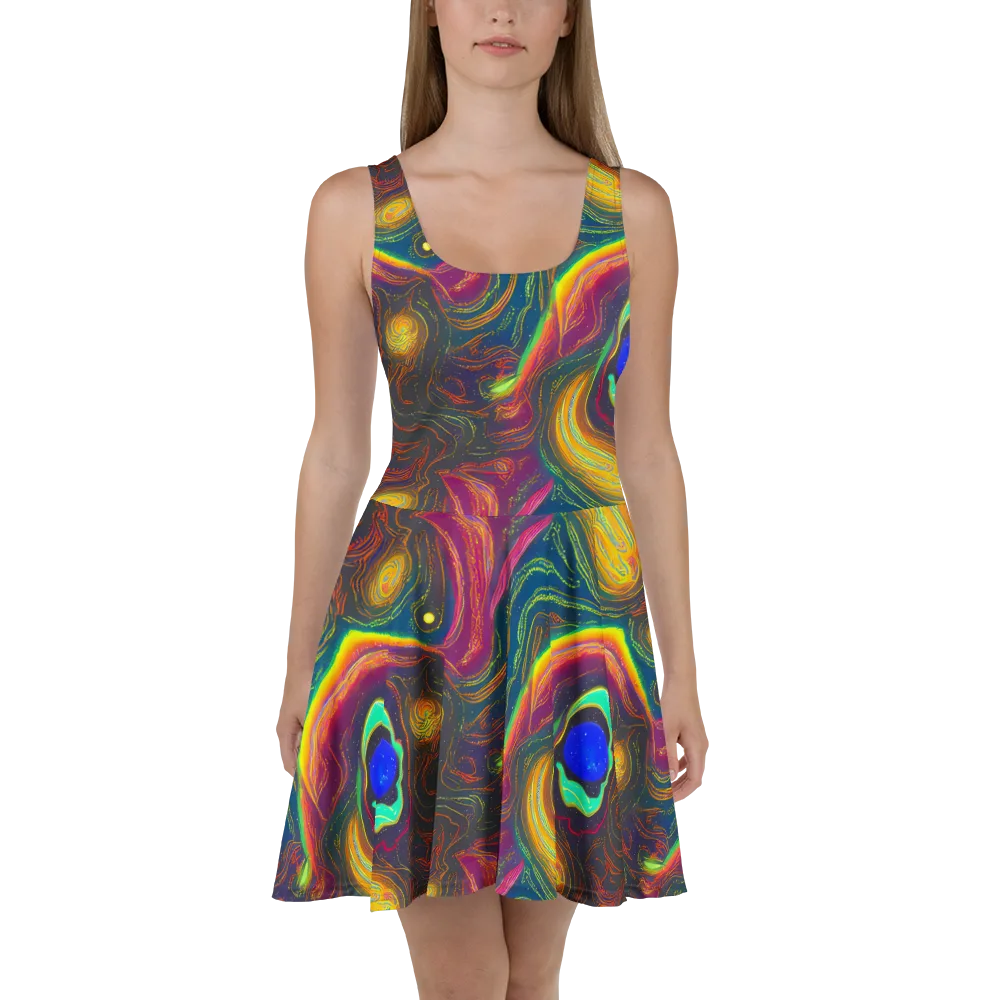 Ultraviolet River on Skater Dress — Front