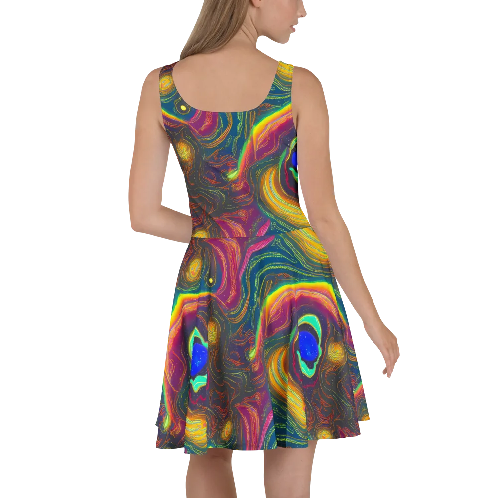 Ultraviolet River on Skater Dress — Back