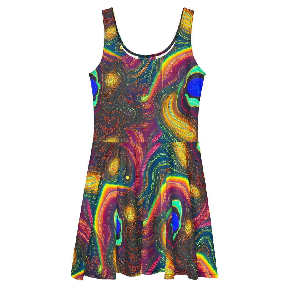 Ultraviolet River on Skater Dress — Front