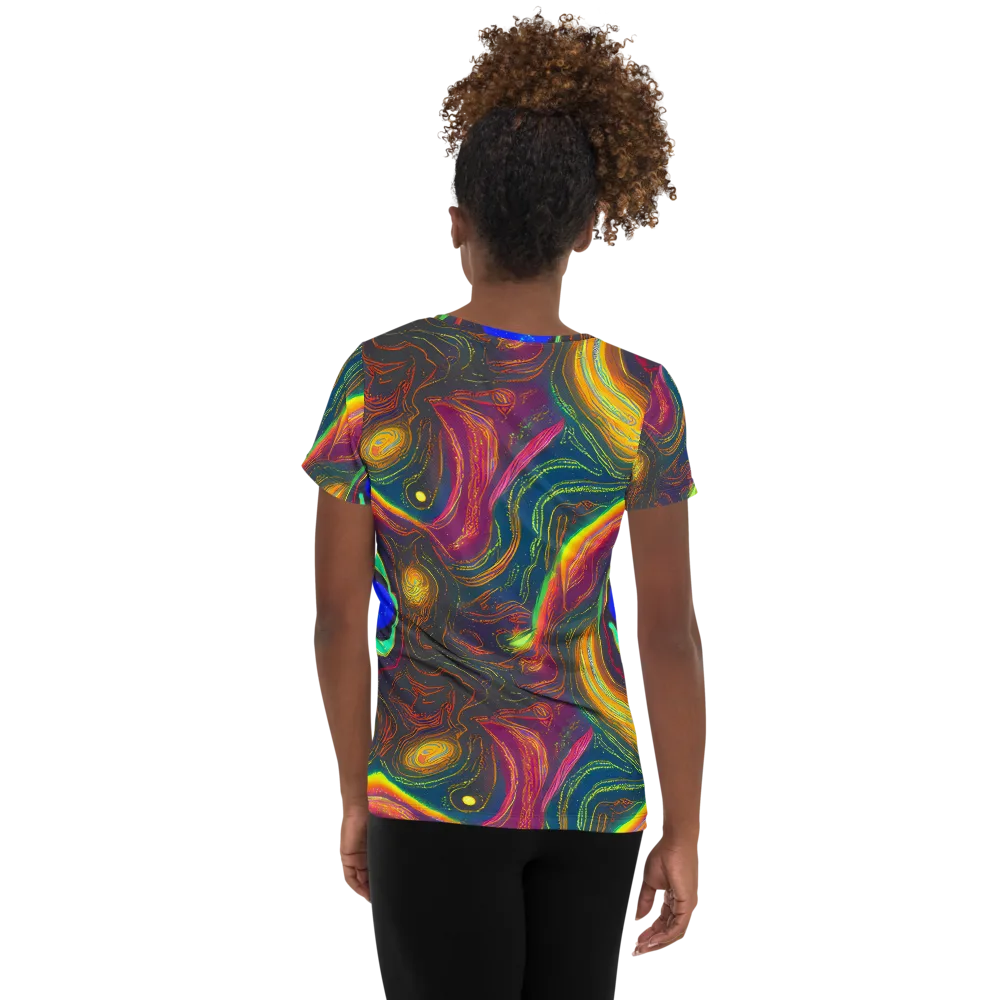 Ultraviolet River on Women's Athletic T-Shirt — Back
