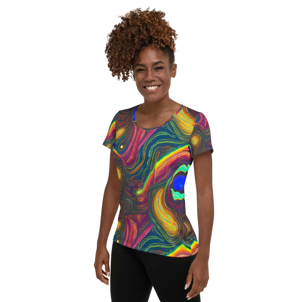 Ultraviolet River on Women's Athletic T-Shirt — Left