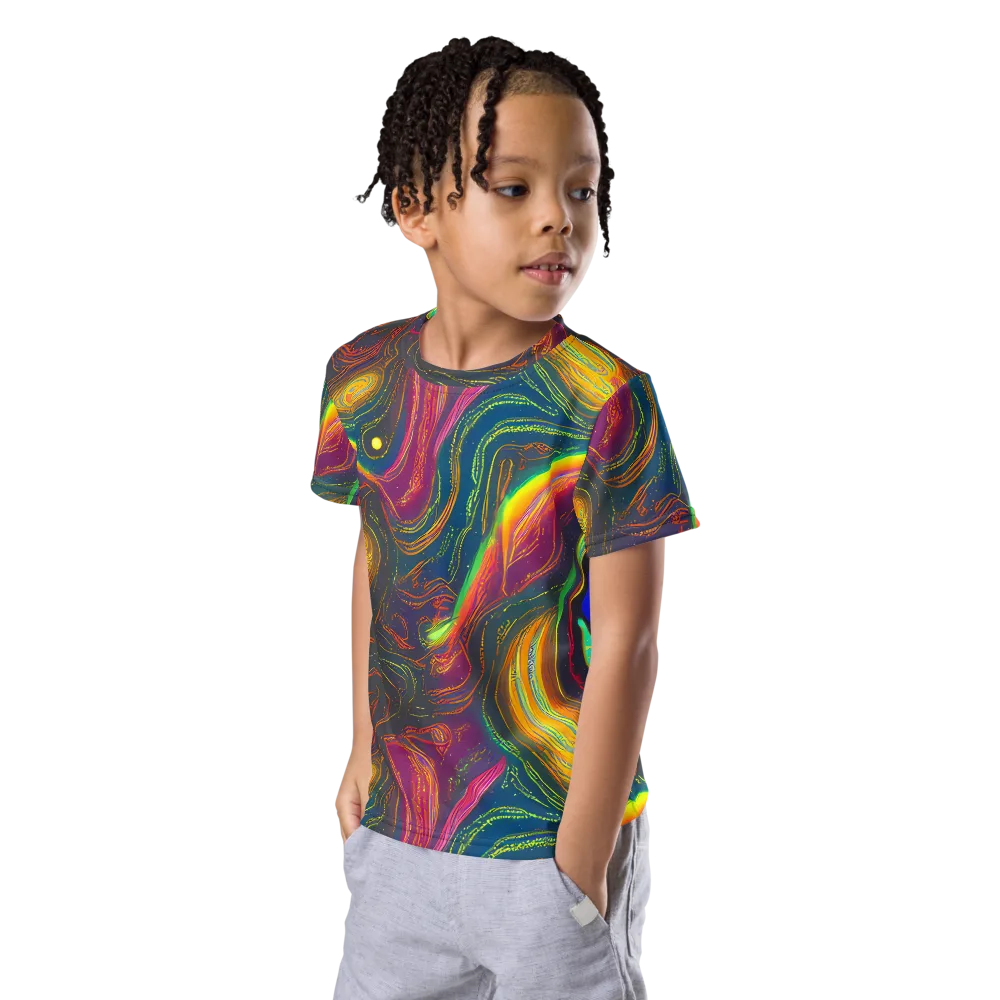 Ultraviolet River on Kids Crew Neck T-Shirt — Left Front