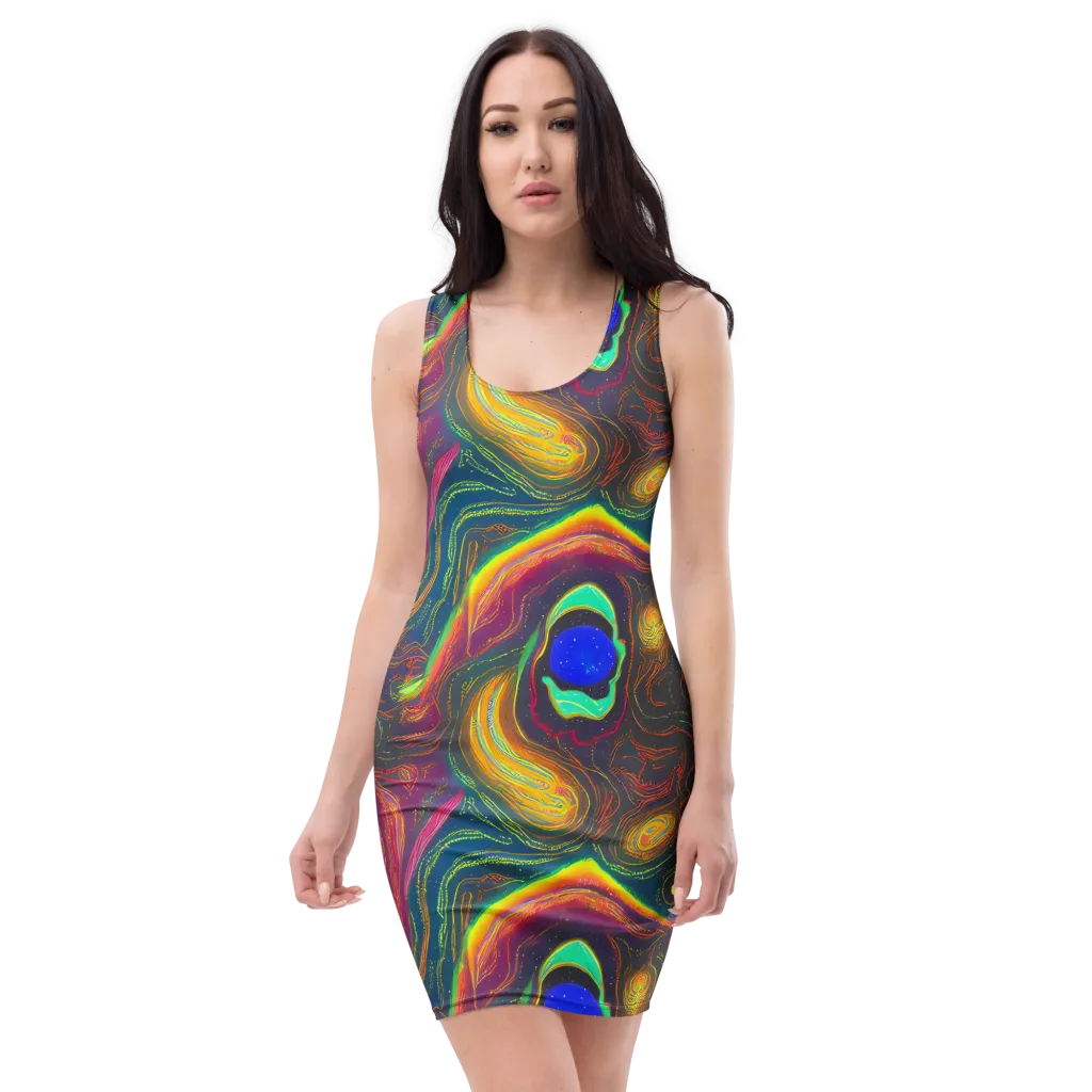 Ultraviolet River on Bodycon Dress — Front