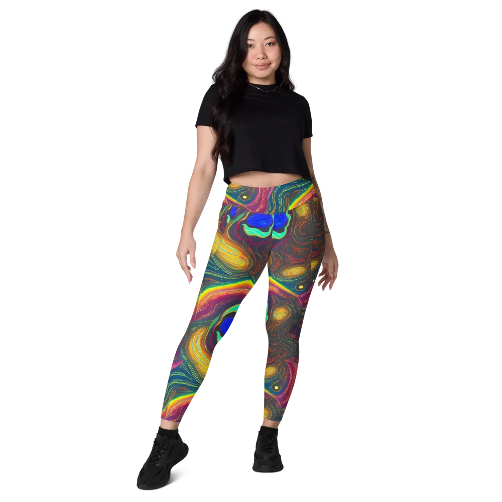 Ultraviolet River on Leggings with Pockets — Front