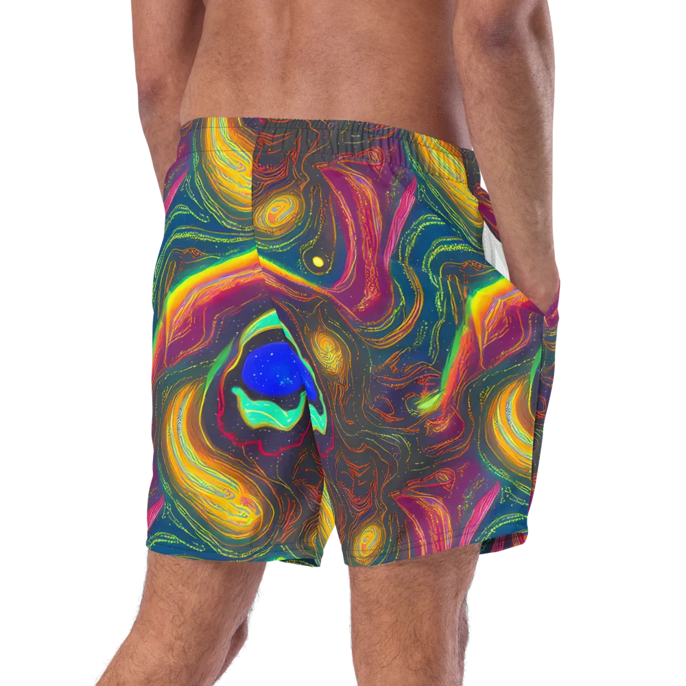 Ultraviolet River on Swim Trunks — Right Back