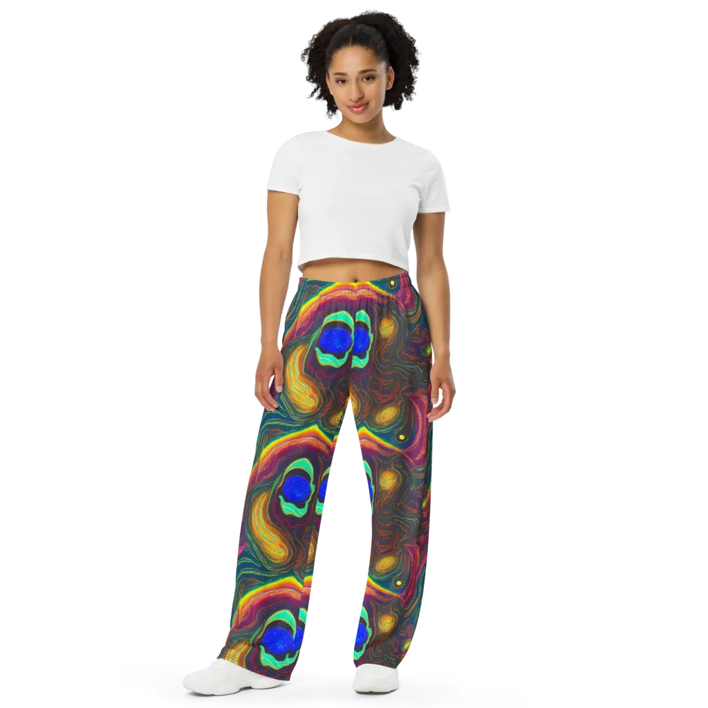 Ultraviolet River on Wide-Leg Pants — Front