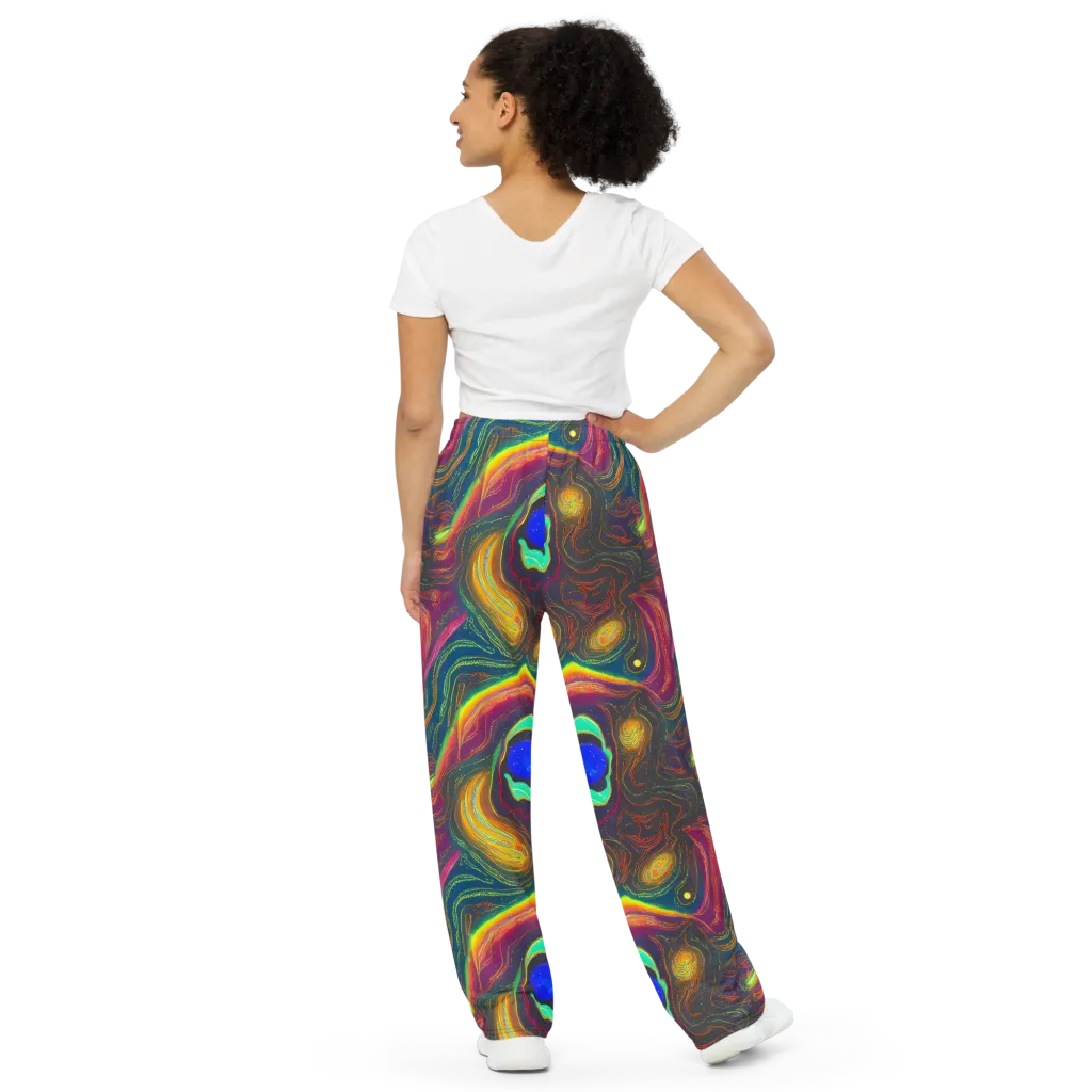 Ultraviolet River on Wide-Leg Pants — Back