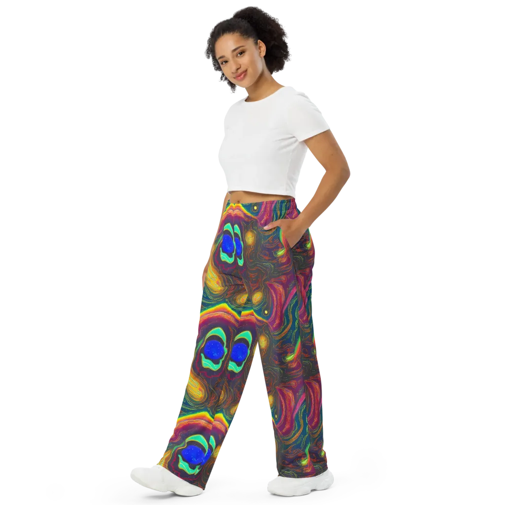 Ultraviolet River on Wide-Leg Pants — Left Front