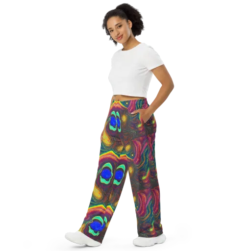 Ultraviolet River on a Wide-Leg Pants
