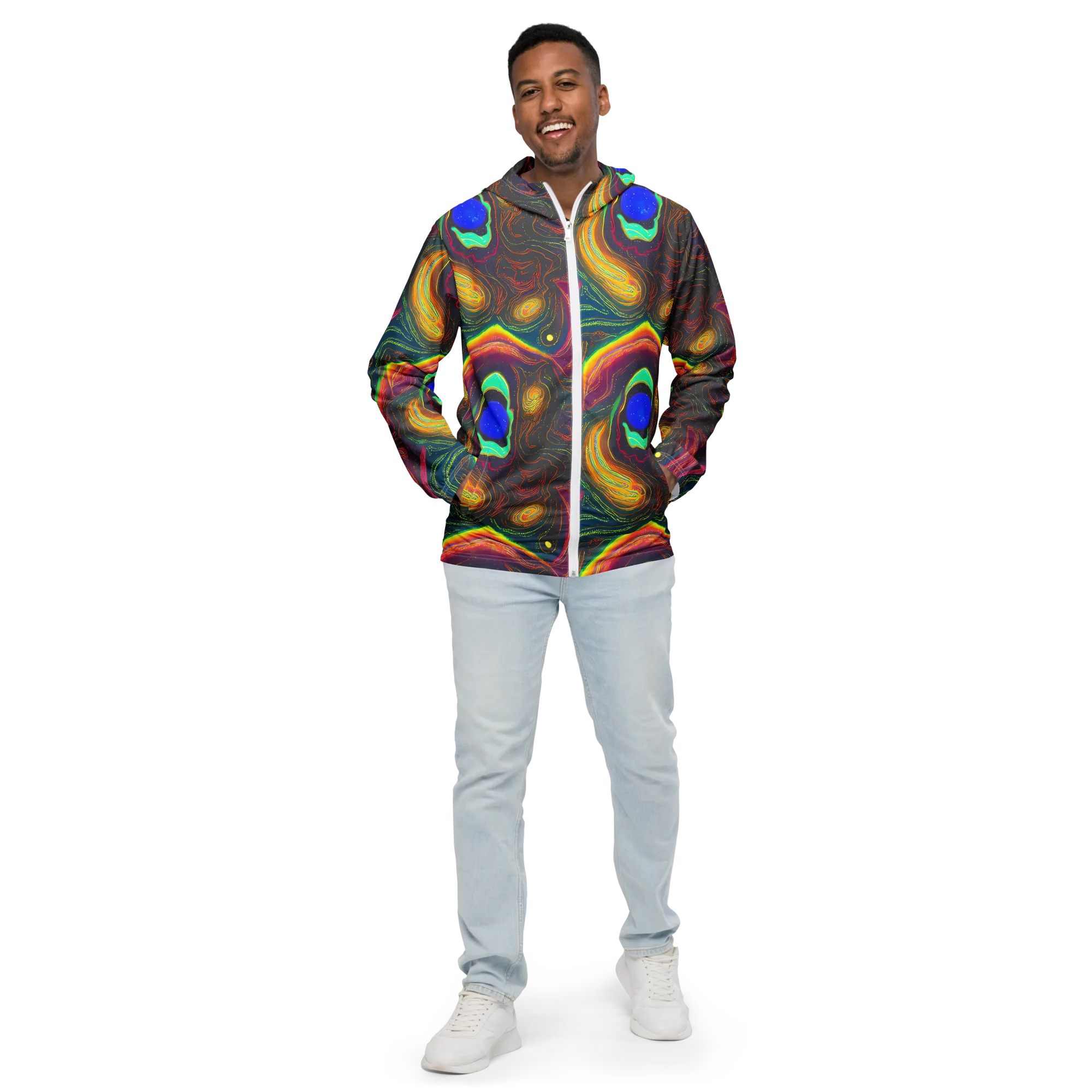 Ultraviolet River on Men's Windbreaker — Front