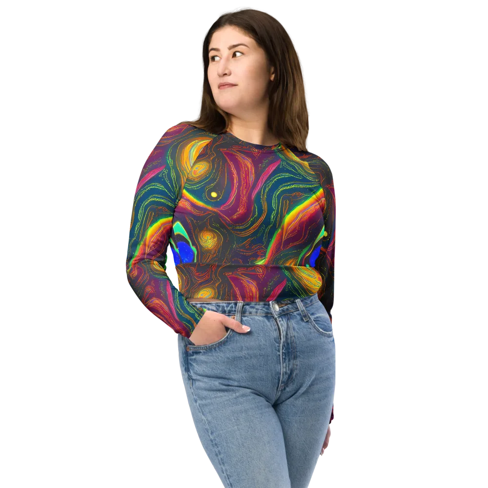Ultraviolet River on Long Sleeve Crop Top — Front