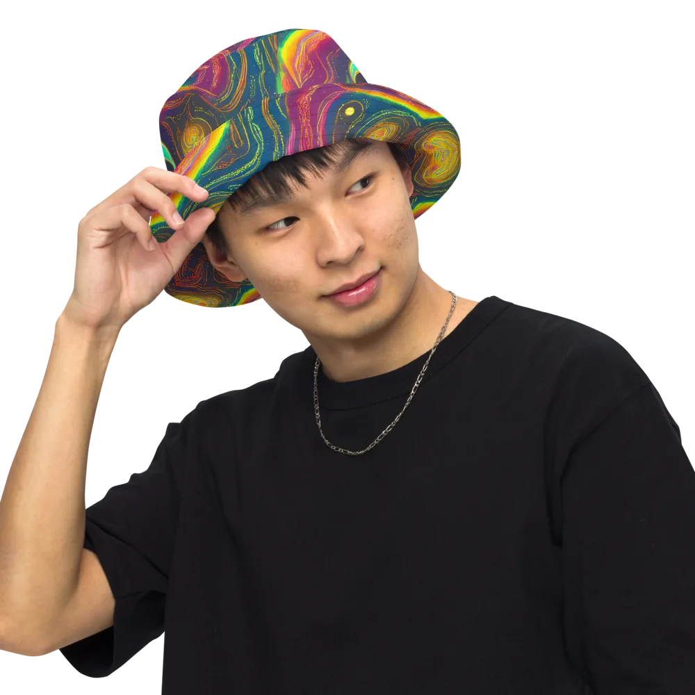 Ultraviolet River on Reversible Bucket Hat — Front Inside