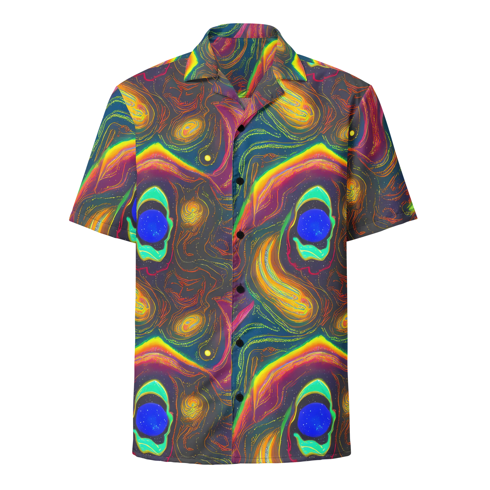 Ultraviolet River on Button Shirt — Front