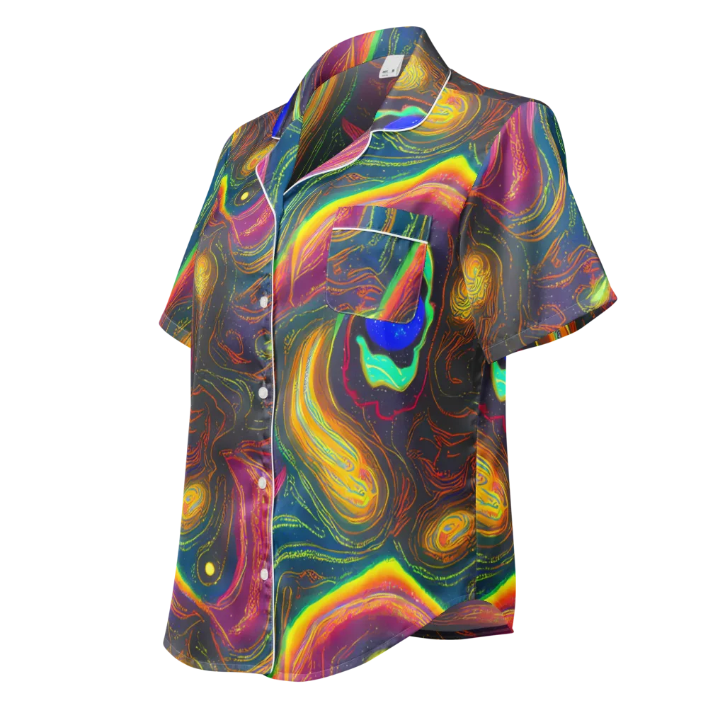 Ultraviolet River on Women's Short Sleeve Pajama Top — Left Front