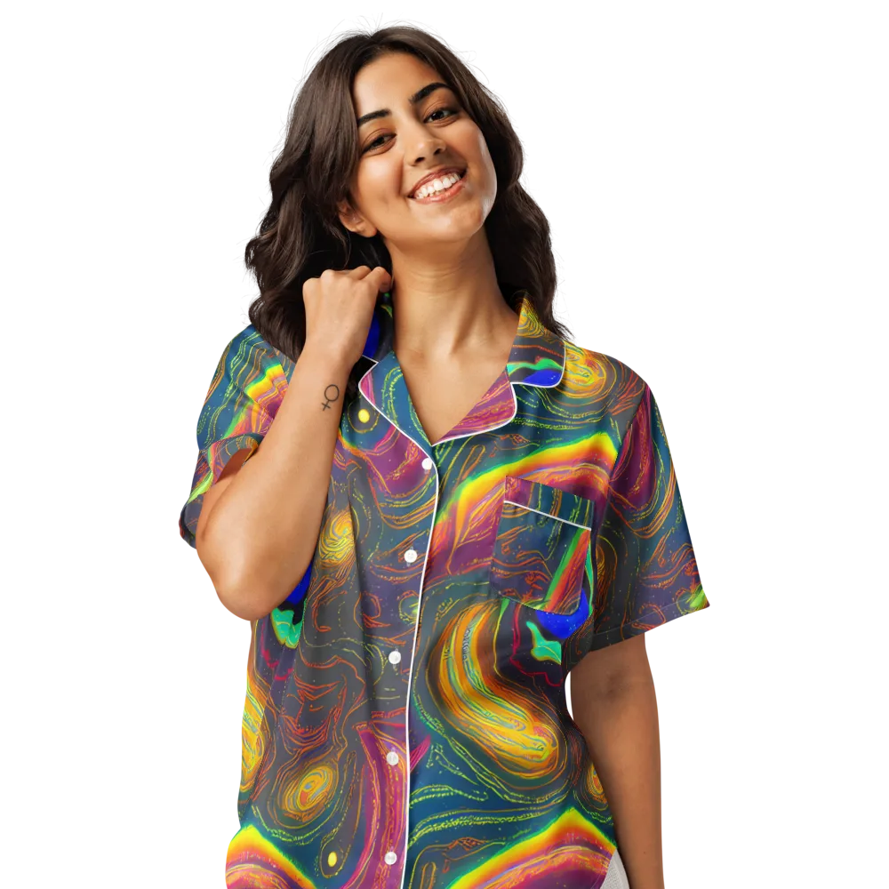Ultraviolet River on Women's Short Sleeve Pajama Top — Front