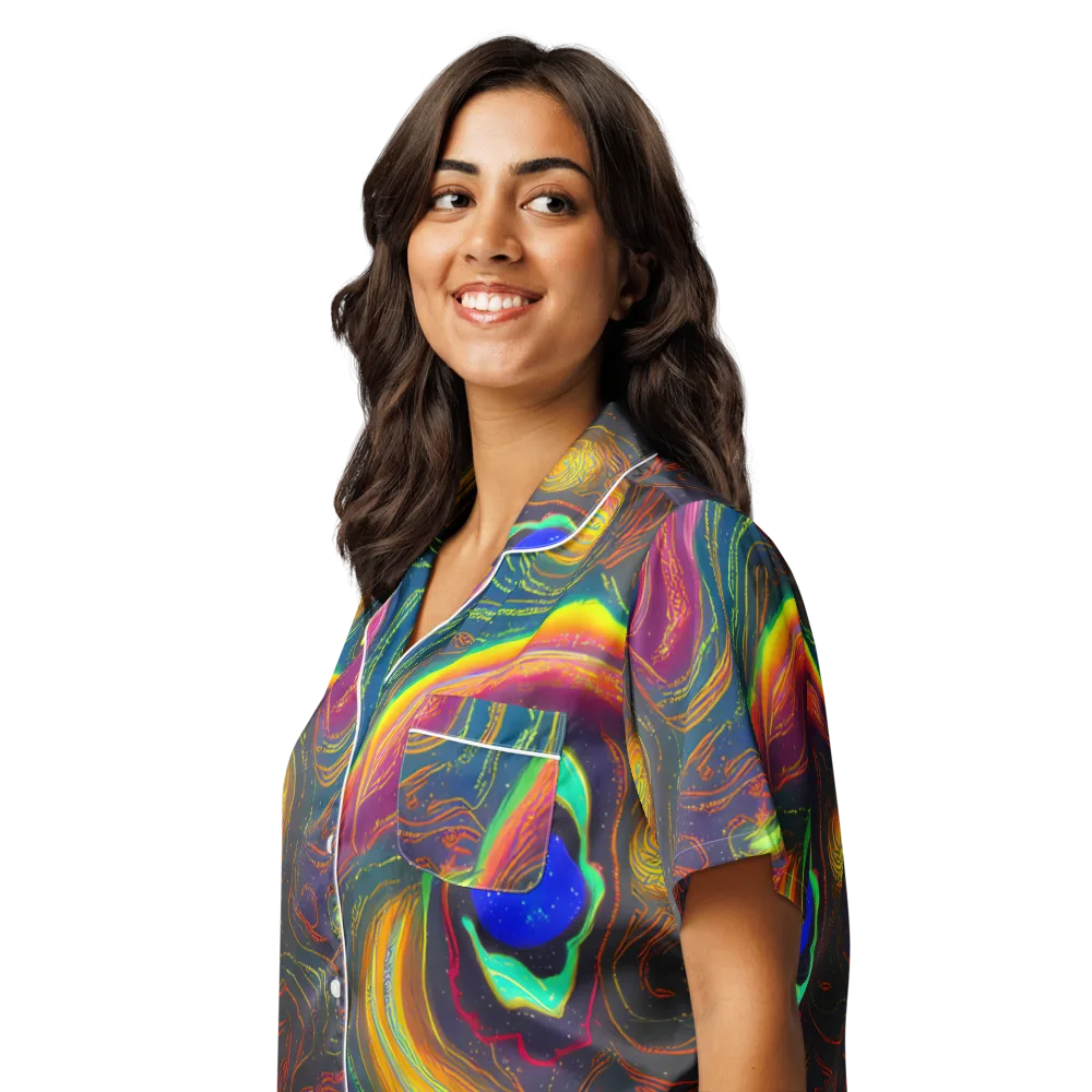 Ultraviolet River on Women's Short Sleeve Pajama Top — Left Front