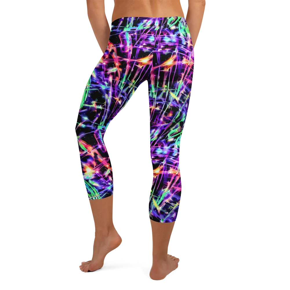 Neon Bamboo on Capri Leggings — Back