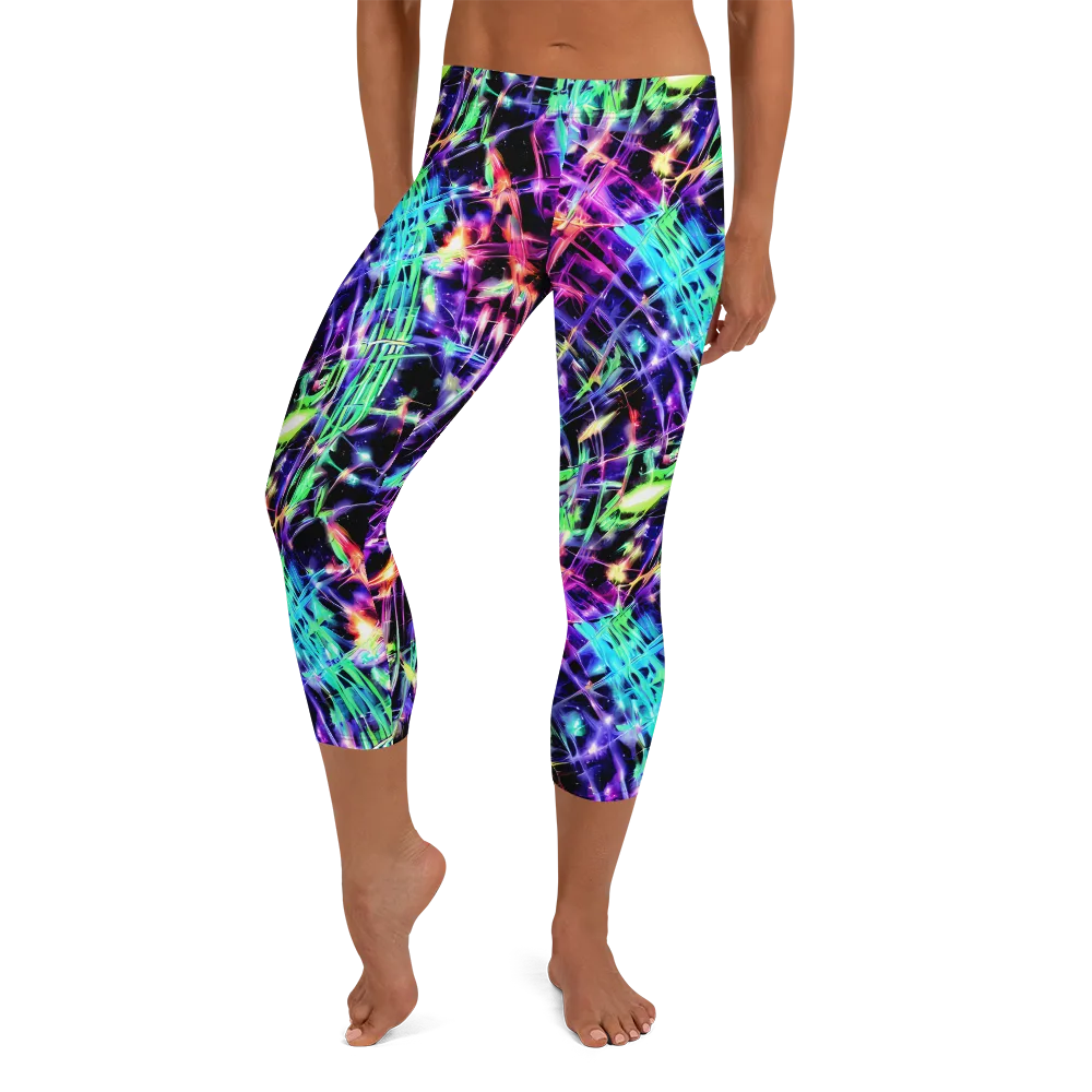 Neon Bamboo on Capri Leggings — Front