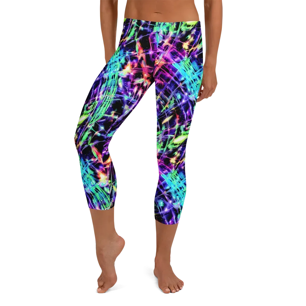 Neon Bamboo on Capri Leggings — Front