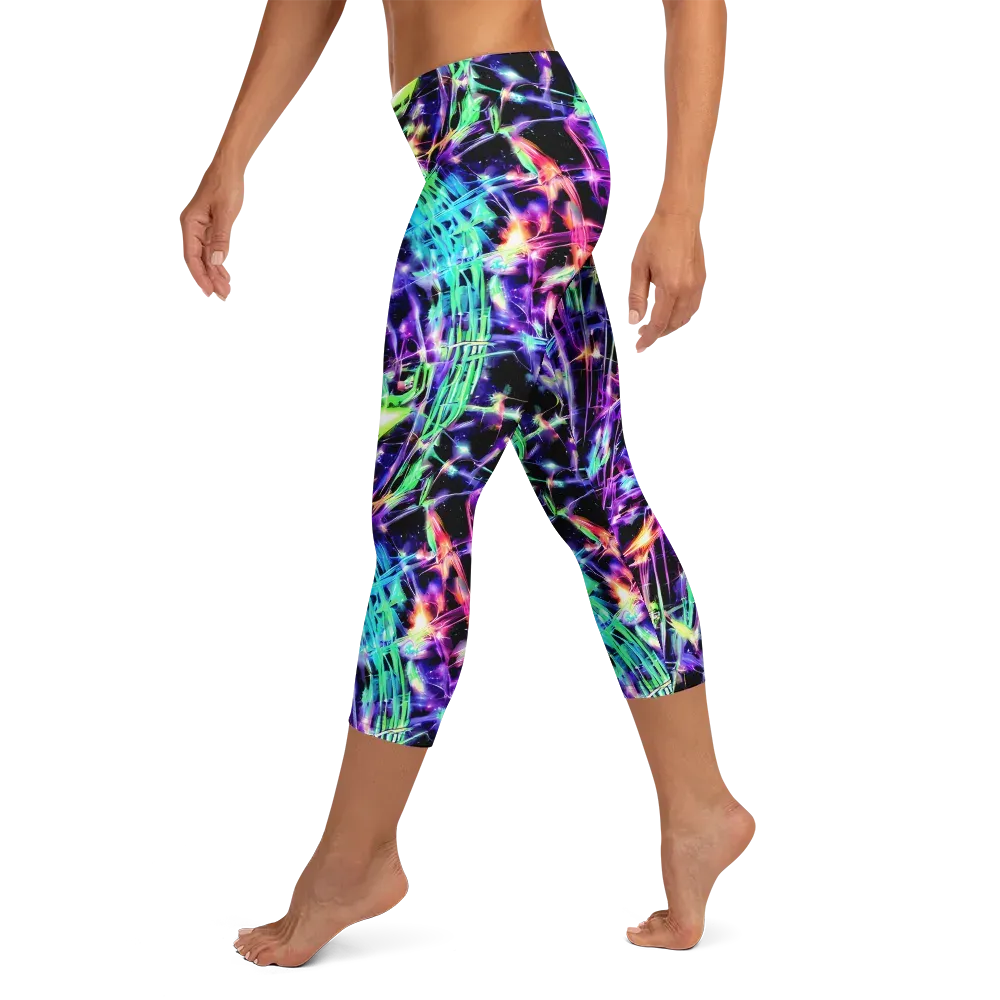 Neon Bamboo on Capri Leggings — Left