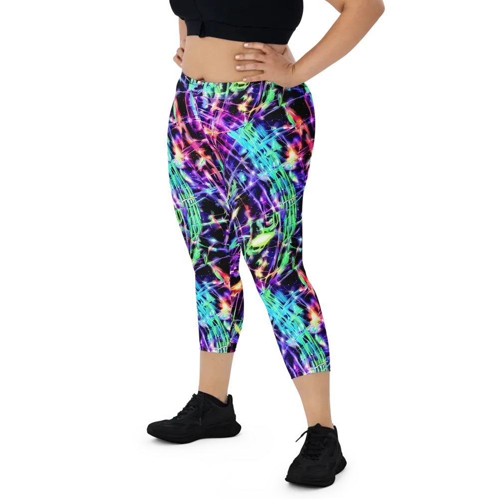 Neon Bamboo on Capri Leggings — Front