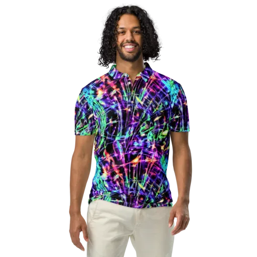 Neon Bamboo on a Men's Slim Fit Polo Shirt