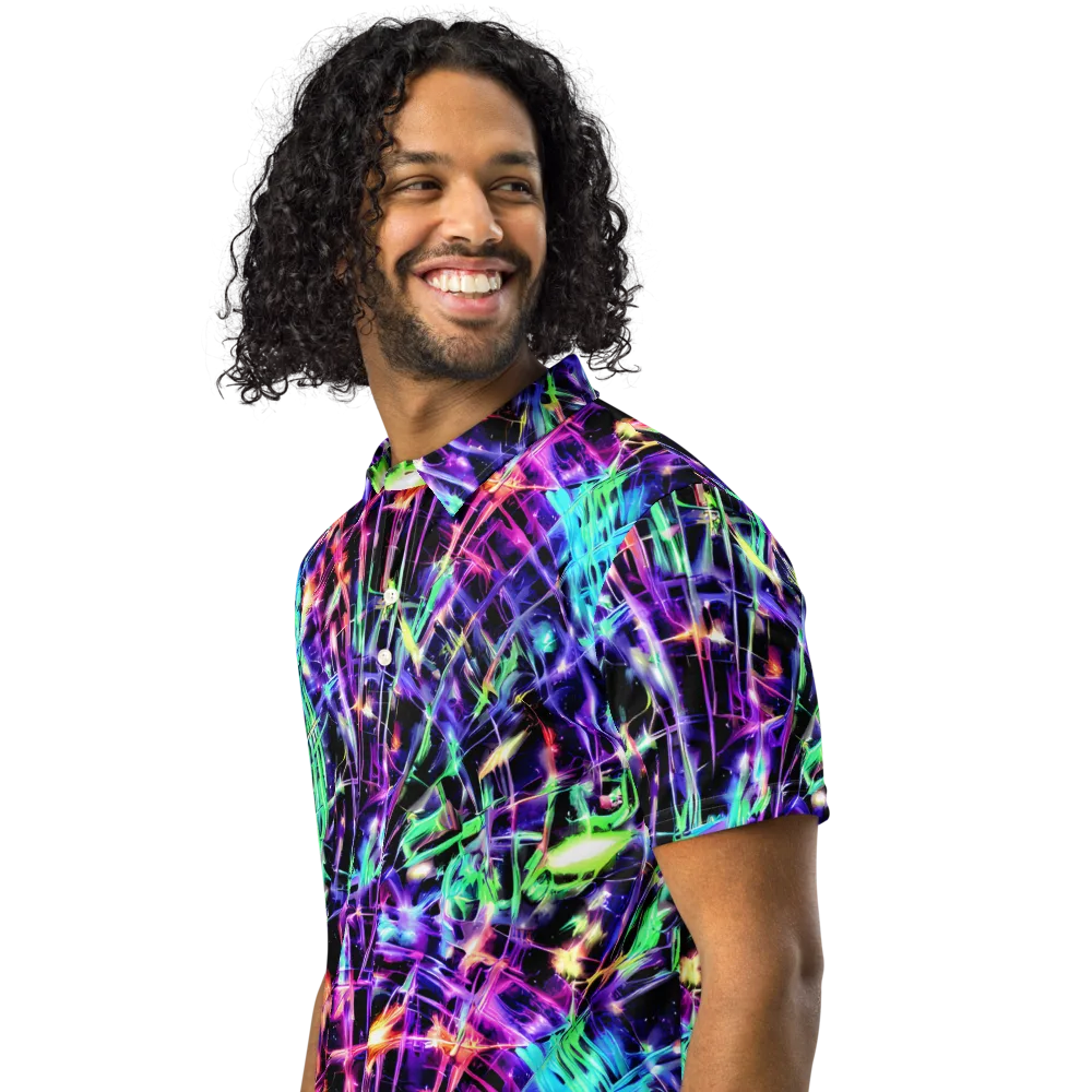 Neon Bamboo on Men's Slim Fit Polo Shirt — Left Front