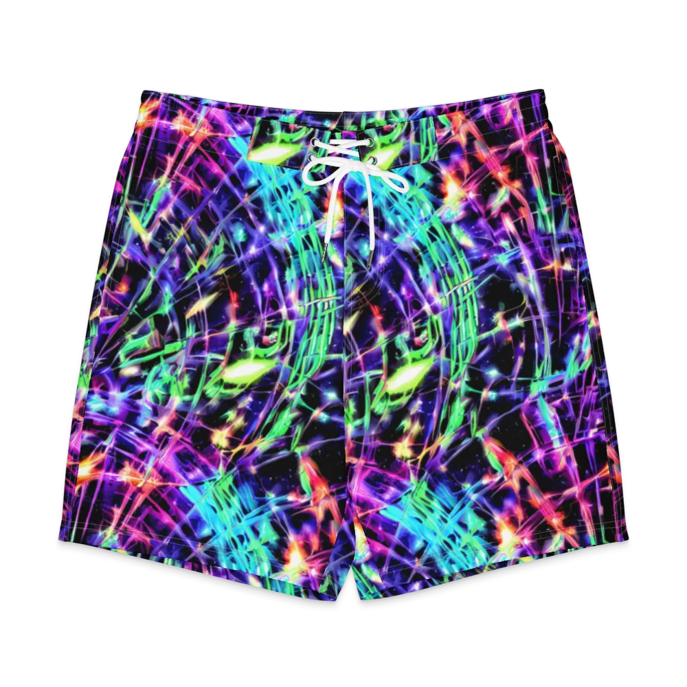 Neon Bamboo on Men's Board Shorts — Front
