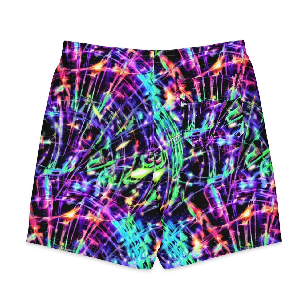 Neon Bamboo on Men's Board Shorts — Back
