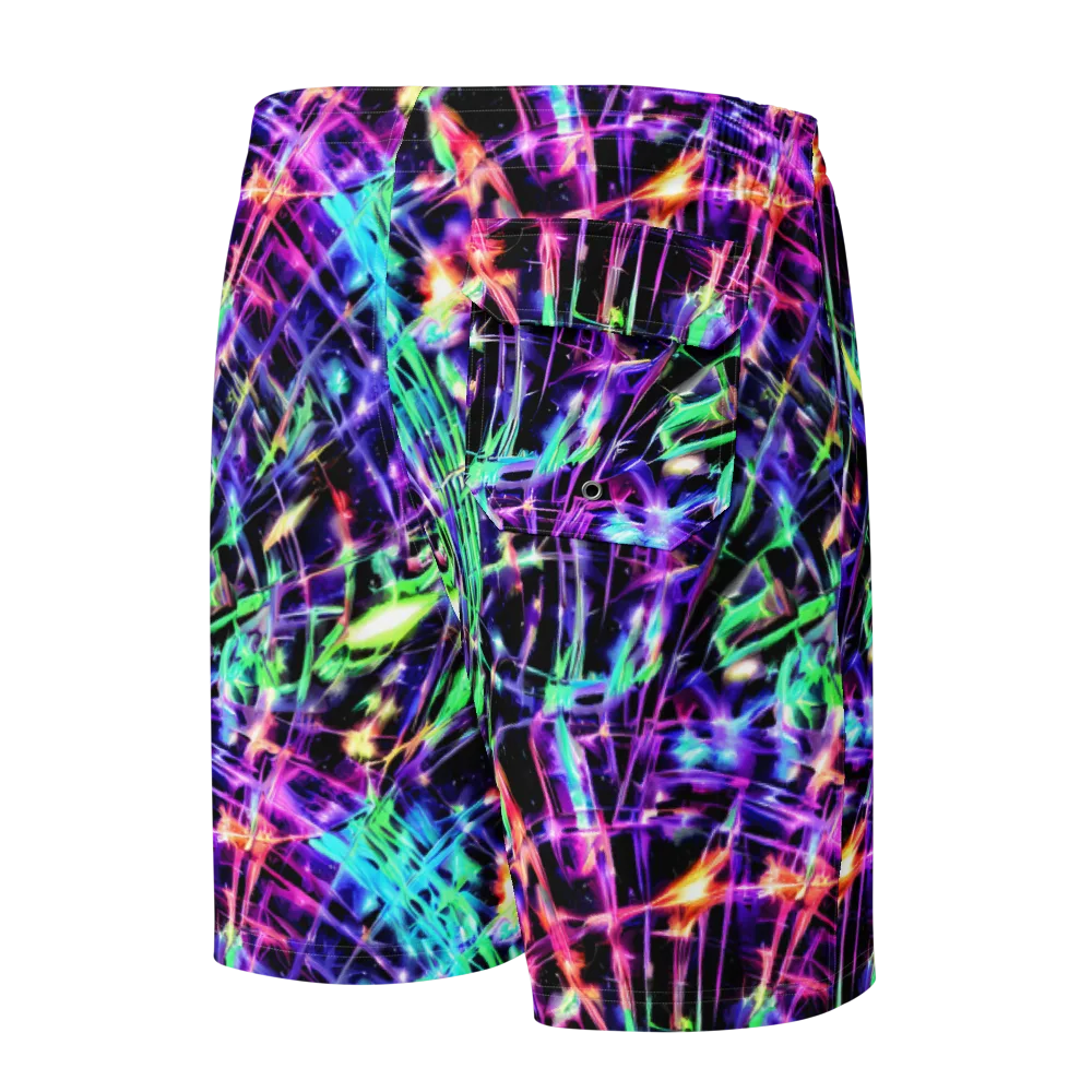 Neon Bamboo on Men's Board Shorts — Back