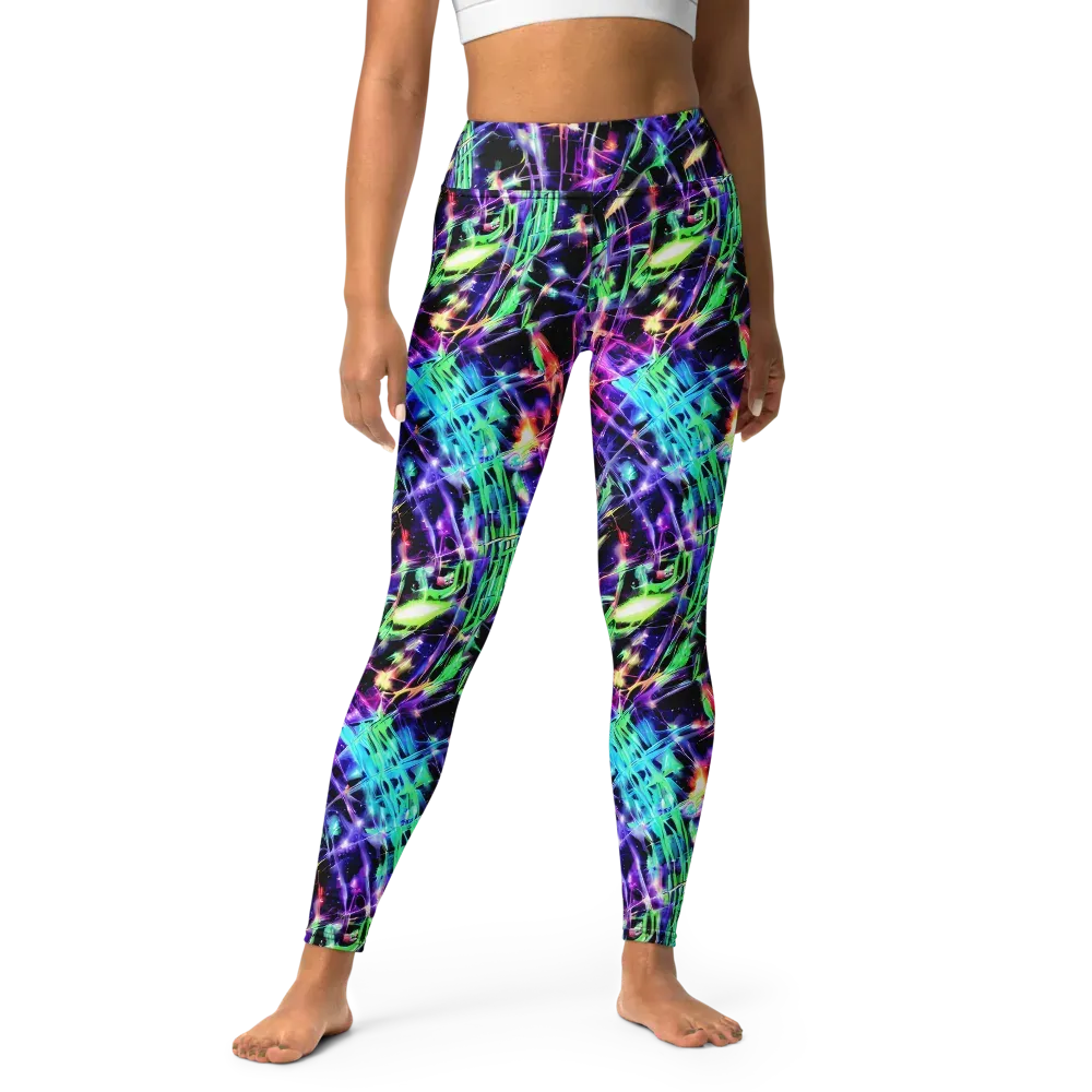 Neon Bamboo on Yoga Leggings — Front