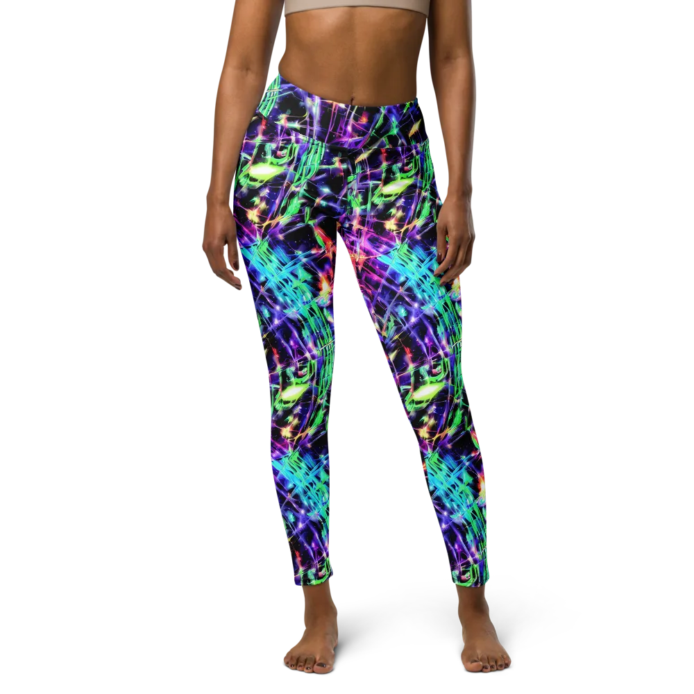 Neon Bamboo on Yoga Leggings — Front