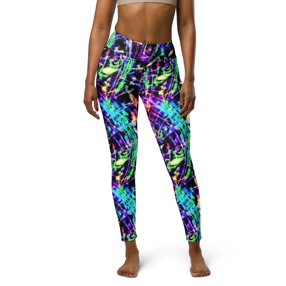 Neon Bamboo on Yoga Leggings — Front