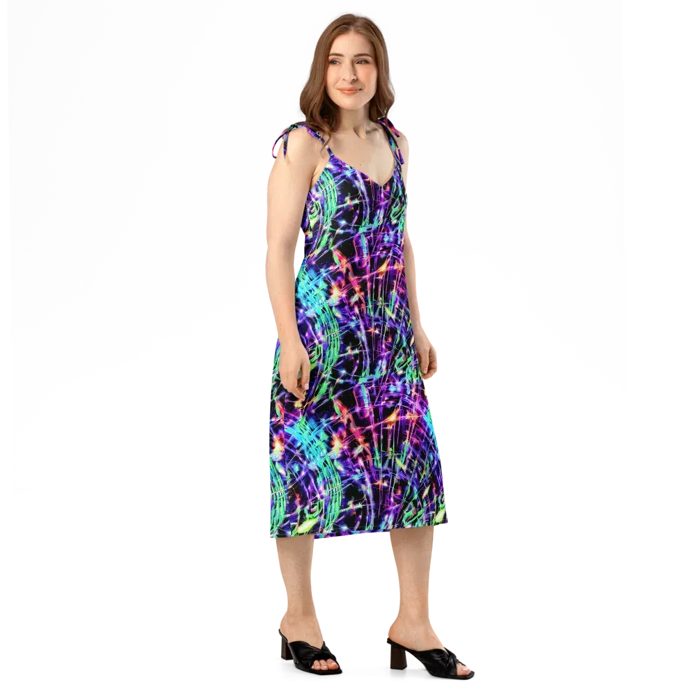 Neon Bamboo on Slip Dress — Right Front