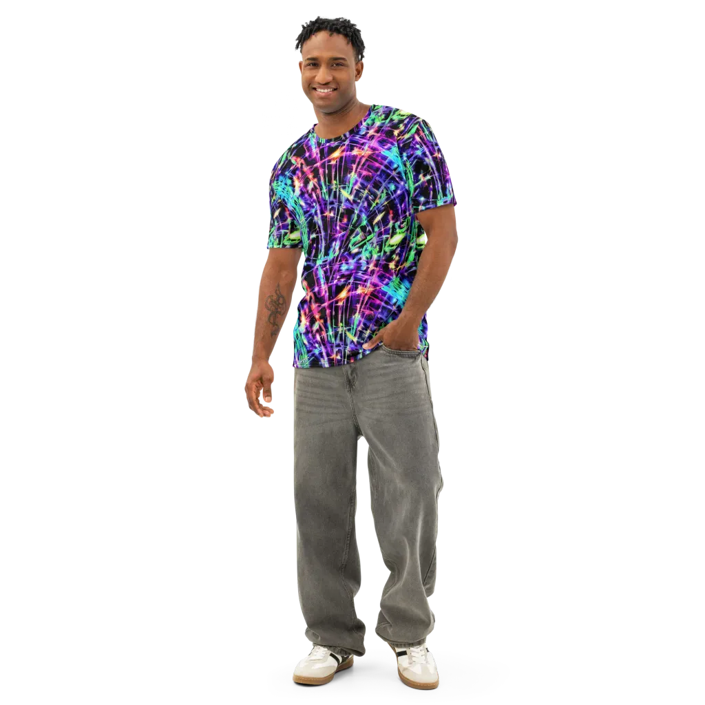 Neon Bamboo on Men's Cotton Crew Neck T-Shirt — Front