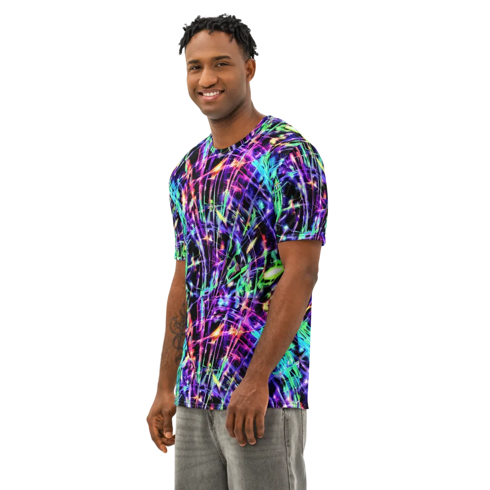 Neon Bamboo on Men's Cotton Crew Neck T-Shirt — Left Front
