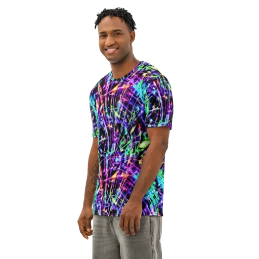 Neon Bamboo on a Men's Cotton Crew Neck T-Shirt