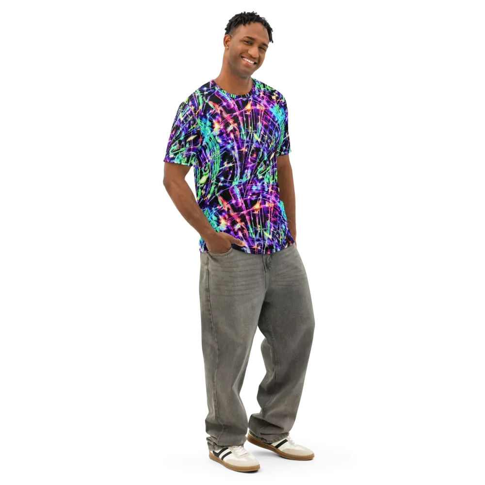 Neon Bamboo on Men's Cotton Crew Neck T-Shirt — Right Front