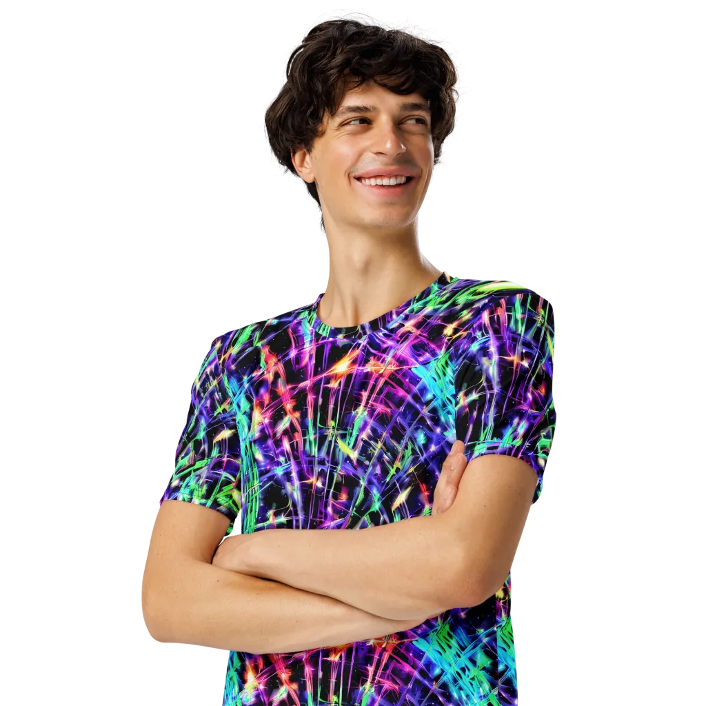 Neon Bamboo on Men's Crew Neck T-Shirt — Left Front