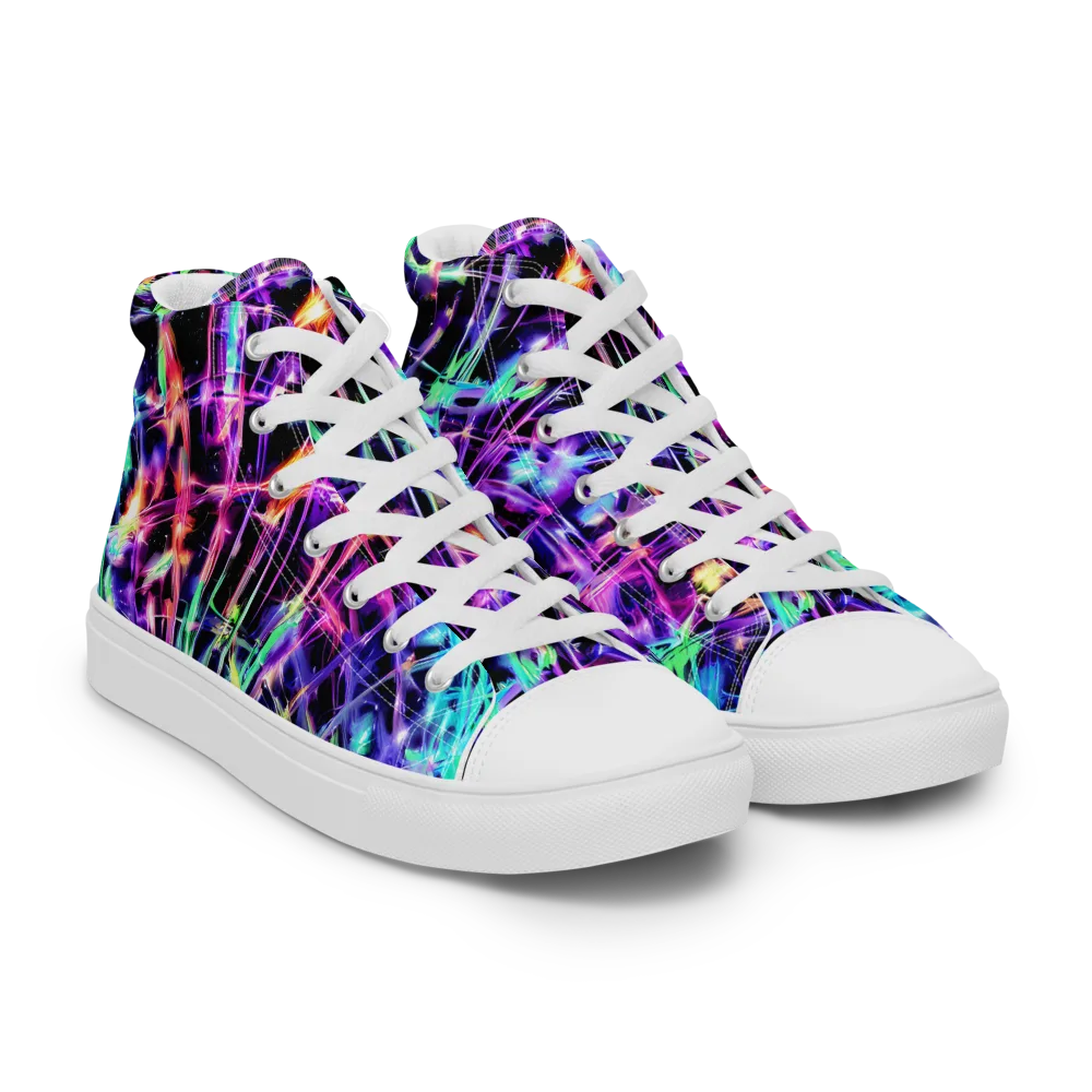 Neon Bamboo on Men's High Top Canvas Shoes — Right Front