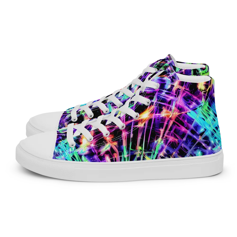 Neon Bamboo on Men's High Top Canvas Shoes — Left