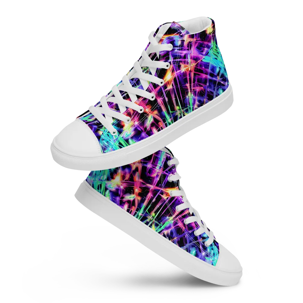 Neon Bamboo on Men's High Top Canvas Shoes — Front