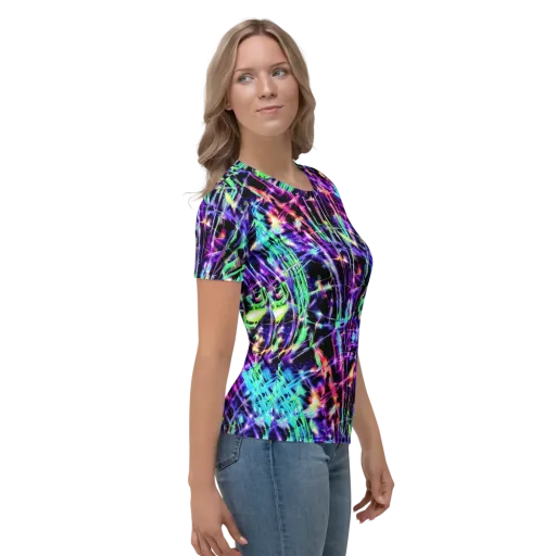 Neon Bamboo on a Women's Crew Neck T-Shirt