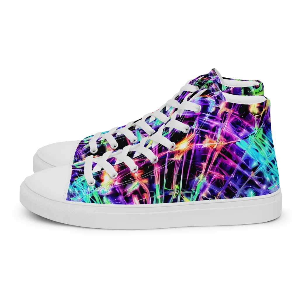 Neon Bamboo on Women's High Top Canvas Shoes — Left