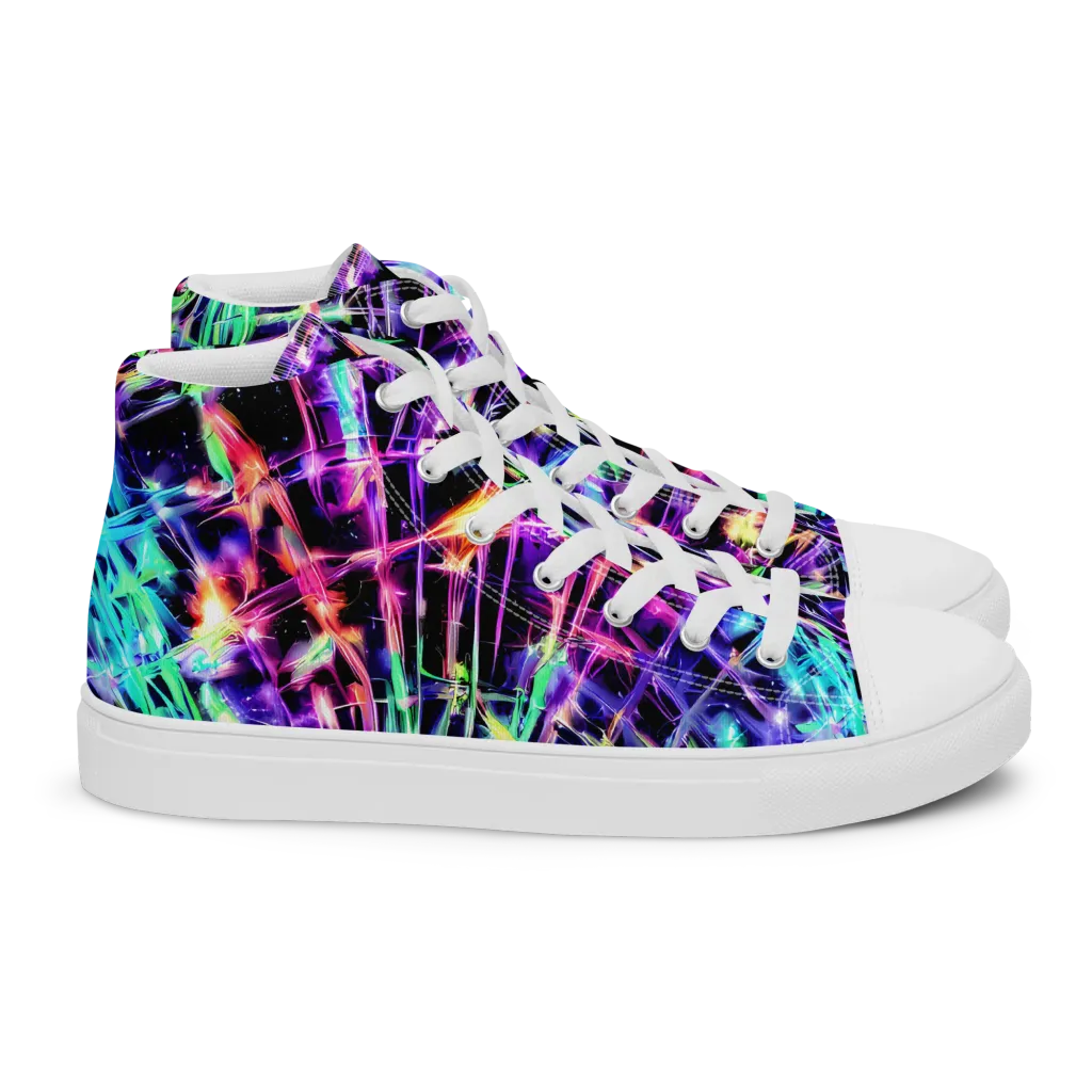 Neon Bamboo on Women's High Top Canvas Shoes — Right