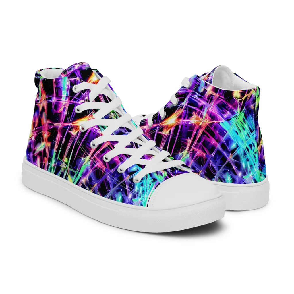 Neon Bamboo on Women's High Top Canvas Shoes — Right