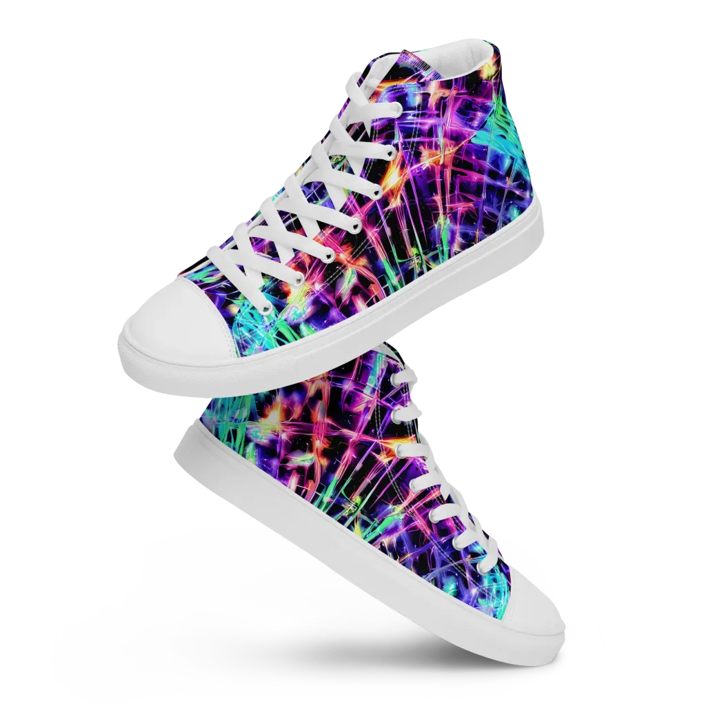 Neon Bamboo on Women's High Top Canvas Shoes — Front