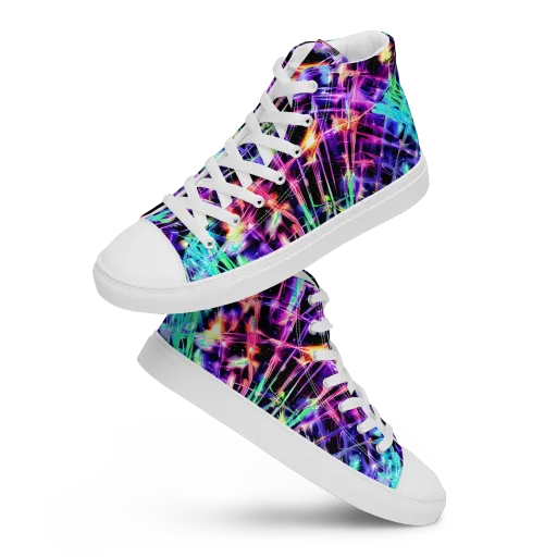 Neon Bamboo on a Women's High Top Canvas Shoes