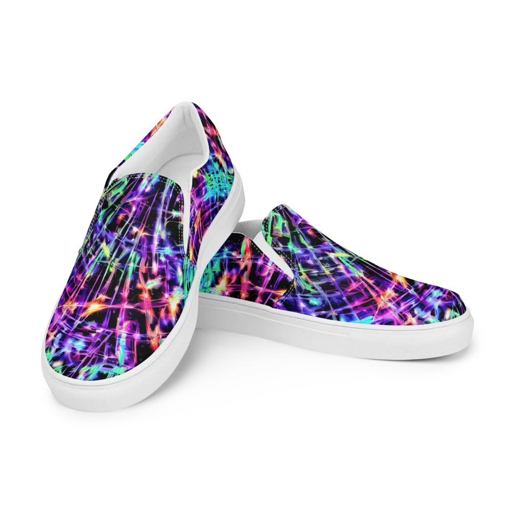 Neon Bamboo on Men's Slip-On Canvas Shoes — Left Front